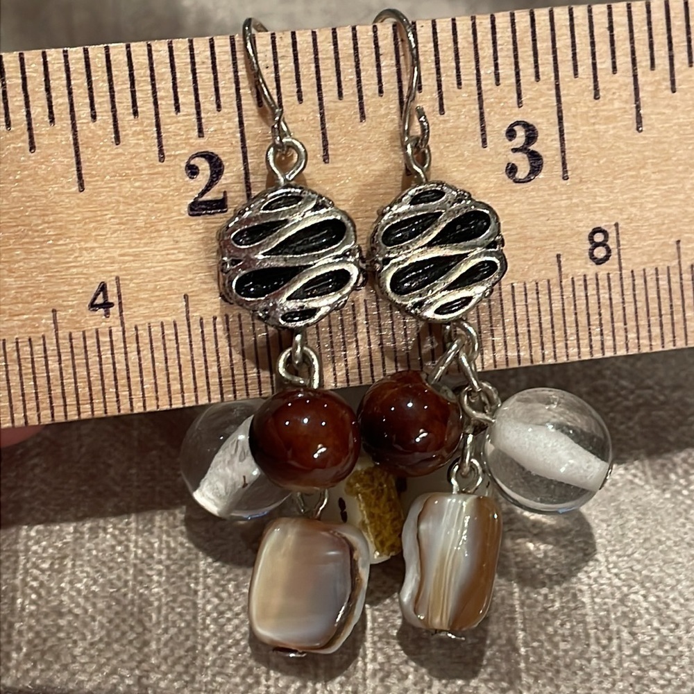 Silver Beaded Earrings - Picture 6 of 7